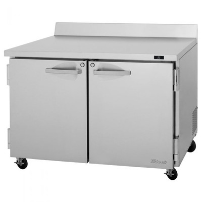 Turbo Air PWR-48-N 12.2 Cu. Ft. Stainless Steel 2 Hinged Solid Doors with Locks PRO Series Worktop Refrigerator - 115 Volts