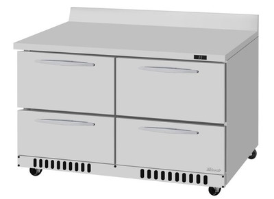 Turbo Air PWR-48-D4-FB-N 9.8 Cu. Ft. Stainless Steel 4 Drawers PRO Series Worktop Refrigerator - 115 Volts