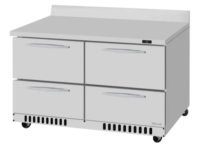 Turbo Air PWR-48-D4-FB-N 9.8 Cu. Ft. Stainless Steel 4 Drawers PRO Series Worktop Refrigerator - 115 Volts