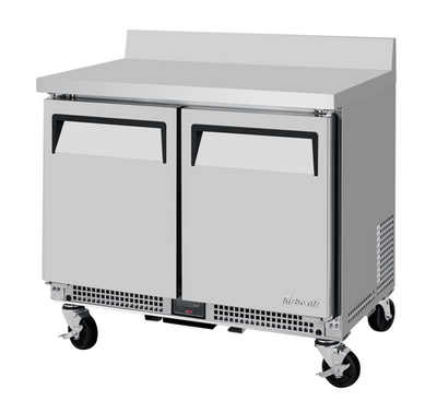 Turbo Air MWR-34S-N6 4.27 Cu. Ft. Stainless Steel 2 Doors Shallow Depth M3 Worktop Refrigerator - 115 Volts