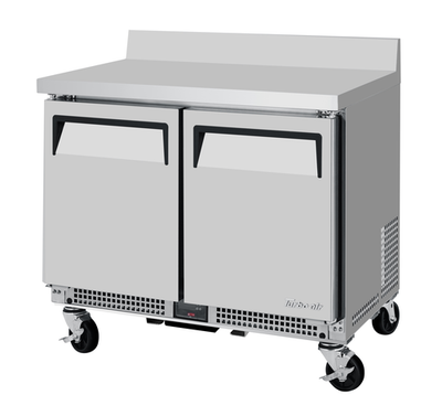 Turbo Air MWR-34S-N6 4.27 Cu. Ft. Stainless Steel 2 Doors Shallow Depth M3 Worktop Refrigerator - 115 Volts