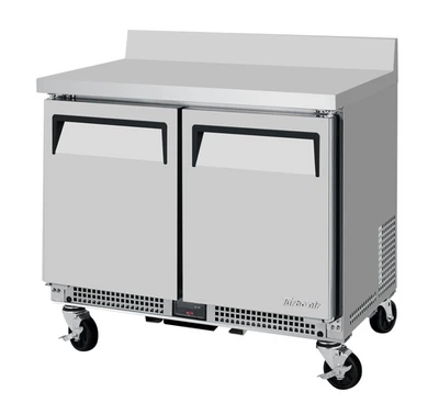 Turbo Air MWR-34S-N6 4.27 Cu. Ft. Stainless Steel 2 Doors Shallow Depth M3 Worktop Refrigerator - 115 Volts