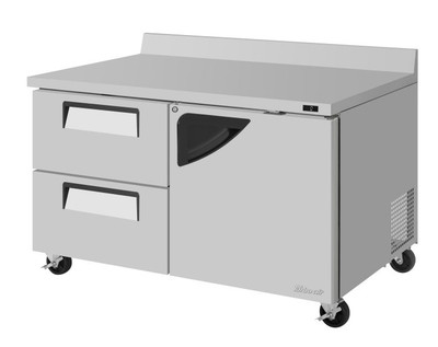 Turbo Air TWF-60SD-D2-N 17 Cu. Ft. Stainless Steel 1 Left Hinged Door and 2 Drawers Super Deluxe Worktop Freezer - 115 Volts
