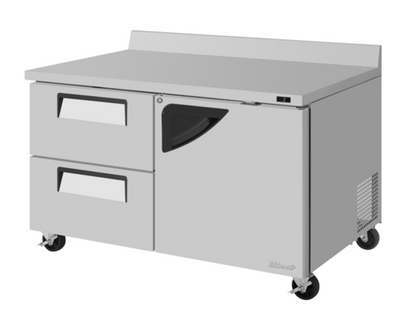 Turbo Air TWF-60SD-D2R-N 17 Cu. Ft. Stainless Steel 1 Right Hinged Door and 2 Drawers Super Deluxe Worktop Freezer - 115 Volts