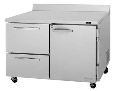 Turbo Air PWF-48-D2R(L)-N 12.8 Cu. Ft. Stainless Steel 1 Hinged Solid Door and 2 Drawers PRO Series Worktop Freezer - 115 Volts