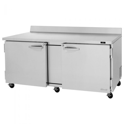 Turbo Air PWR-72-N 18.8 Cu. Ft. Stainless Steel 2 Hinged Solid Doors with Locks PRO Series Worktop Refrigerator - 115 Volts