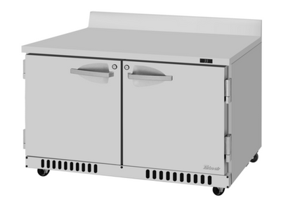 Turbo Air PWR-48-FB-N 9.8 Cu. Ft. Stainless Steel 2 Hinged Solid Doors with Locks PRO Series Worktop Refrigerator - 115 Volts