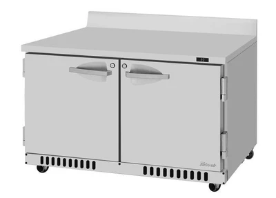 Turbo Air PWR-48-FB-N 9.8 Cu. Ft. Stainless Steel 2 Hinged Solid Doors with Locks PRO Series Worktop Refrigerator - 115 Volts