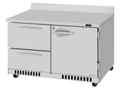 Turbo Air PWR-48-D2R(L)-FB-N 9.8 Cu. Ft. Stainless Steel 1 Door with 2 Drawers PRO Series Worktop Refrigerator - 115 Volts