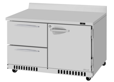Turbo Air PWR-48-D2R(L)-FB-N 9.8 Cu. Ft. Stainless Steel 1 Door with 2 Drawers PRO Series Worktop Refrigerator - 115 Volts