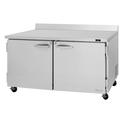 Turbo Air PWR-60-N 15.5 Cu. Ft. Stainless Steel 2 Hinged Solid Doors with Locks PRO Series Worktop Refrigerator - 115 Volts