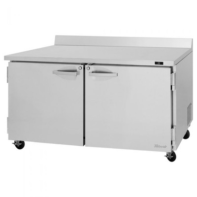 Turbo Air PWR-60-N 15.5 Cu. Ft. Stainless Steel 2 Hinged Solid Doors with Locks PRO Series Worktop Refrigerator - 115 Volts