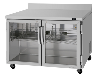 Turbo Air PWR-48-G-N 12.2 Cu. Ft. Stainless Steel 2 Hinged Solid Doors with Locks PRO Series Worktop Refrigerator - 115 Volts