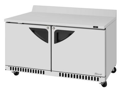 Turbo Air TWR-60SD-FB-N 14.8 Cu. Ft. Stainless Steel 2 Hinged Solid Doors Super Deluxe Worktop Refrigerator - 115 Volts