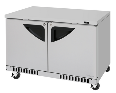 Turbo Air TUF-48SD-FB-N 14.8 Cu. Ft. Stainless Steel 2 Solid Hinged Doors Super Deluxe Series Undercounter Freezer - 115 Volts