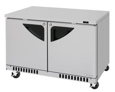 Turbo Air TUF-48SD-FB-N 14.8 Cu. Ft. Stainless Steel 2 Solid Hinged Doors Super Deluxe Series Undercounter Freezer - 115 Volts