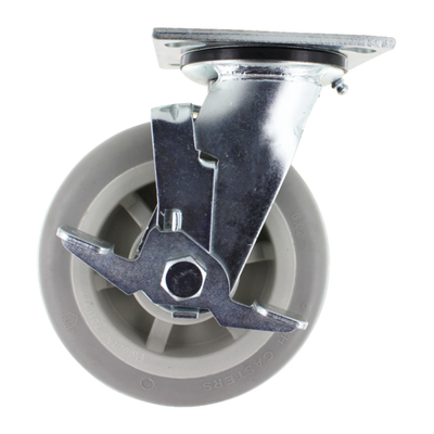 New Age C517 6" Dia Swivel Platform "Softie" TPR Caster With Brakes