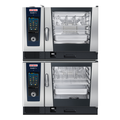 RATIONAL iCombi Pro Double Deck 6-Full Size Pans Electric Combi Oven with Stand - 208/240 Volts, 3 Phase