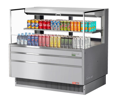 Turbo Air TOM-48L-UFD-S-2S-N 10.2 Cu. Ft. Stainless Steel Low-Profile Horizontal Open Display Merchandiser - 115 Volts