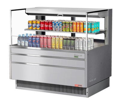 Turbo Air TOM-48L-UFD-S-2S-N 10.2 Cu. Ft. Stainless Steel Low-Profile Horizontal Open Display Merchandiser - 115 Volts