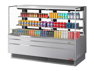 Turbo Air TOM-72L-UFD-S-3S-N 23.4 Cu. Ft. Stainless Steel Low-Profile Horizontal Open Display Merchandiser - 220 Volts