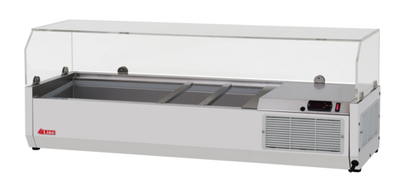 Turbo Air CTST-1200G-13-N 47.25&quot; L Stainless Steel E-Line Countertop Salad Table with Clear Hood - 115 Volts