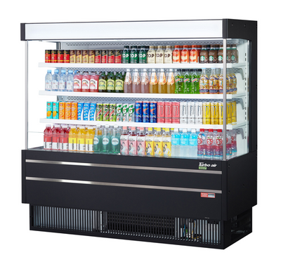 Turbo Air TOM-60MSEW(B)-N 17.2 Cu. Ft. Medium-Height Vertical Air Curtain Open Display Merchandiser - 115 Volts