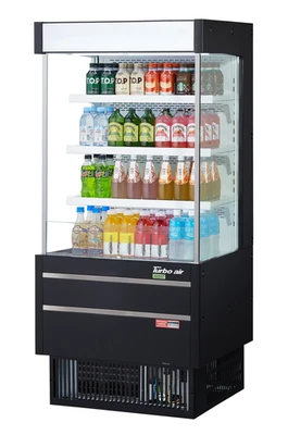 Turbo Air TOM-25MSEW(B)-N 7 Cu. Ft. Medium-Height Vertical Air Curtain Open Display Merchandiser - 115 Volts
