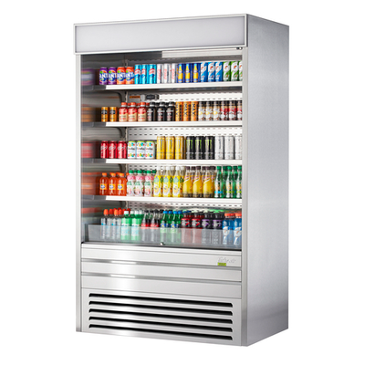 Turbo Air TOM-48ES-N 22.6 Cu. Ft. Stainless Steel Vertical Air Curtain Open Display Merchandiser - 115 Volts