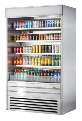 Turbo Air TOM-48ES-N 22.6 Cu. Ft. Stainless Steel Vertical Air Curtain Open Display Merchandiser - 115 Volts