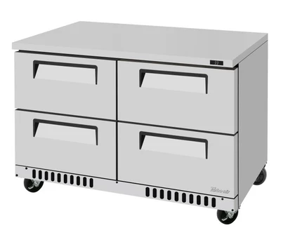 Turbo Air TUR-48SD-D4-FB-N 11.1 Cu. Ft. Stainless Steel Solid Super Deluxe Series Undercounter Refrigerator - 115 Volts