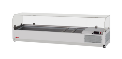 Turbo Air CTST-1500G-13-N 59" L Stainless Steel E-Line Countertop Salad Table with Clear Hood - 115 Volts