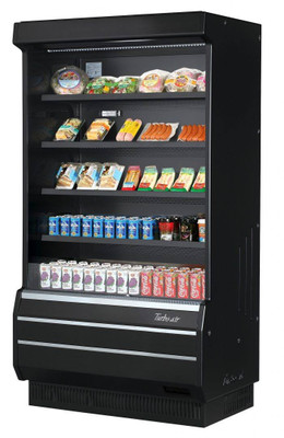 Turbo Air TOM-40B-SP(-A)-N 14.4 Cu. Ft. Black Vertical Open Display Merchandiser - 115 Volts
