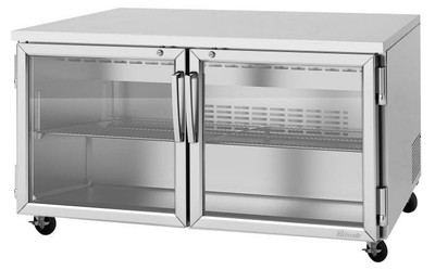 Turbo Air PUR-60-G-N 17 Cu. Ft. Stainless Steel Glass PRO Series Undercounter Refrigerator - 115 Volts