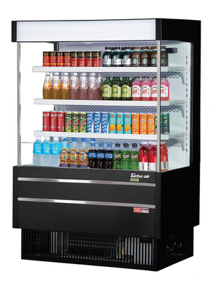Turbo Air TOM-40MSEW(B)-N 10.4 Cu. Ft. Medium-Height Vertical Air Curtain Open Display Merchandiser - 115 Volts