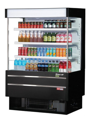 Turbo Air TOM-40MSEW(B)-N 10.4 Cu. Ft. Medium-Height Vertical Air Curtain Open Display Merchandiser - 115 Volts