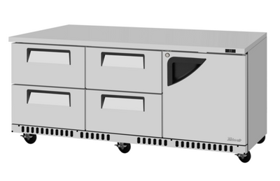 Turbo Air TUR-72SD-D4R(L)-FB-N 17.6 Cu. Ft. Stainless Steel Solid Super Deluxe Series Undercounter Refrigerator - 115 Volts