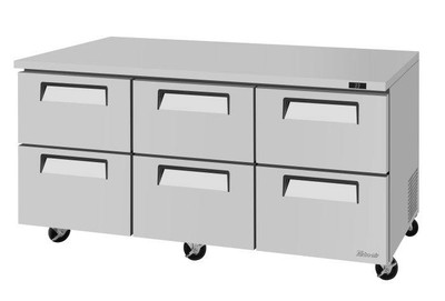 Turbo Air TUR-72SD-D6-N 18.8 Cu. Ft. Stainless Steel Solid Super Deluxe Series Undercounter Refrigerator - 115 Volts