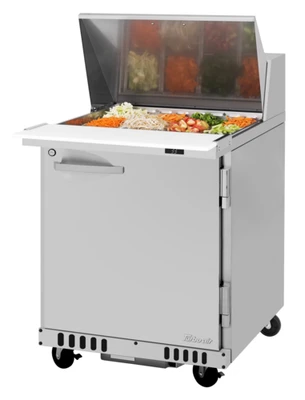 Turbo Air PST-28-12-FB-N(-L) 6.5 Cu. Ft. One-Section Stainless Steel PRO Series Mega Top Sandwich or Salad Prep Table - 115 Volts