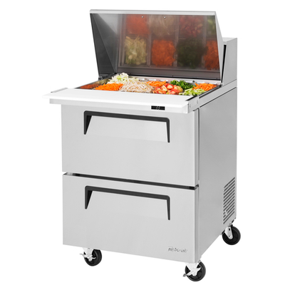 Turbo Air TST-28SD-12-D2-N 7 Cu. Ft. One-Section Stainless Steel Super Deluxe Sandwich or Salad Mega Top Unit - 115 Volts