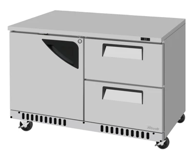 Turbo Air TUR-48SD-D2R(L)-FB-N 11.1 Cu. Ft. Stainless Steel Solid Super Deluxe Series Undercounter Refrigerator - 115 Volts
