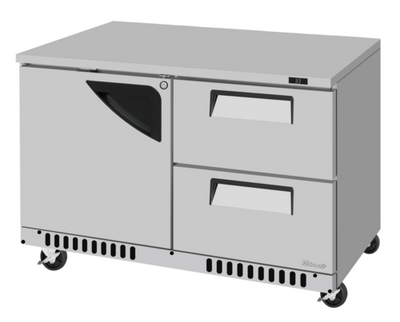Turbo Air TUR-48SD-D2R(L)-FB-N 11.1 Cu. Ft. Stainless Steel Solid Super Deluxe Series Undercounter Refrigerator - 115 Volts