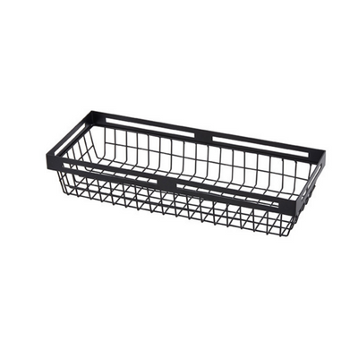 American Metalcraft BNRB156 15&quot; L x 6&quot; W Black Metal Rectangular Basket