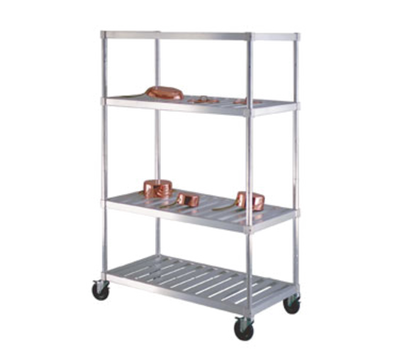 New Age PM2448 48" W x 24" D x 74" H Aluminum Alloy 4-Tier T-Bar Design Stationary Pot and Pan Rack