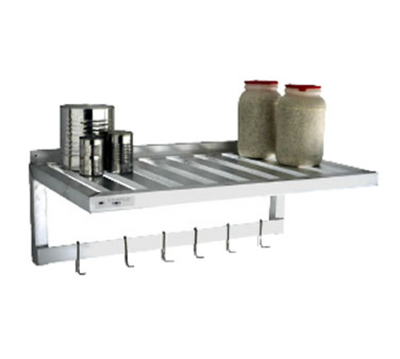 New Age 1121PR 700 Lbs. Shelf Capacity Aluminum Wall Mounted T-Bar Design Shelf with Pot Rack
