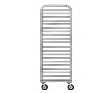 New Age 93024 20 Platters Aluminum Full Height Open Sides Mobile Platter Rack