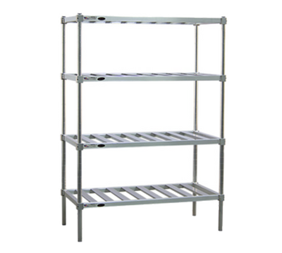 New Age P2460 60" W x 24" D x 76" H Aluminum Alloy 4-Tier Stationary Pot and Pan Rack