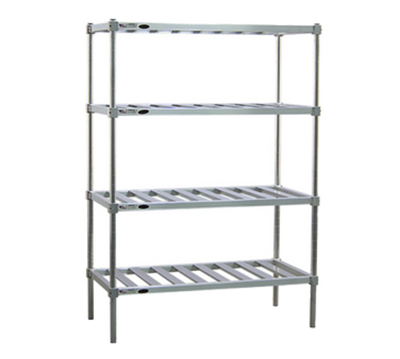 New Age P2460 60" W x 24" D x 76" H Aluminum Alloy 4-Tier Stationary Pot and Pan Rack