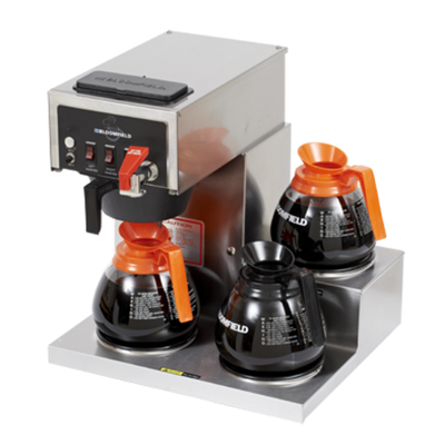 Bloomfield 8572D3F-120C 3 Warmers Stainless Steel Single Pour Over Koffee King Coffee Brewer