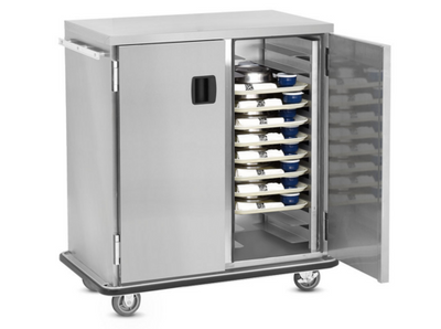 FWE ETC-1418-9INS 24" W Stainless Steel Insulated 1 Door Tray Delivery Cart